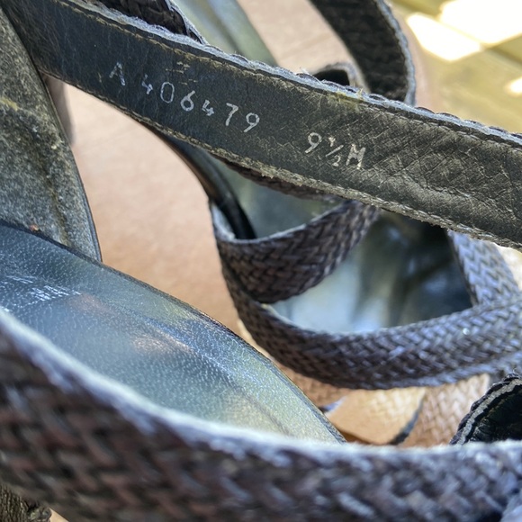 Rare! Stuart Weitzman Smooth + Woven Leather Stiletto Sandals Women's Size 9.5 - Picture 7 of 15